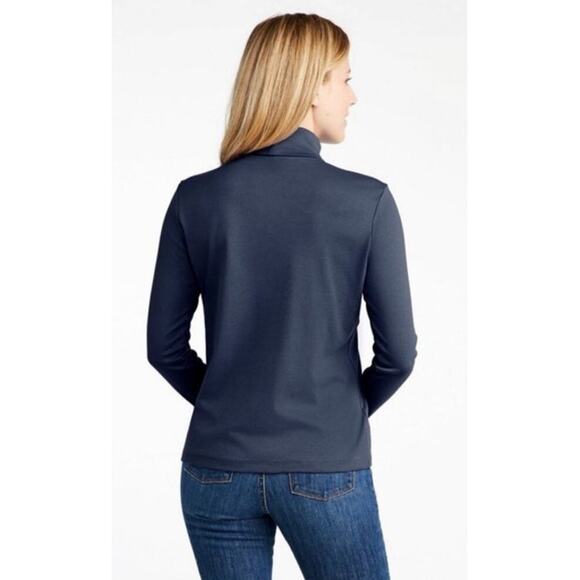 L.L. Bean Womens Pima Cotton Long Sleeve Navy Blue Turtleneck 214949 Medium - Picture 2 of 10